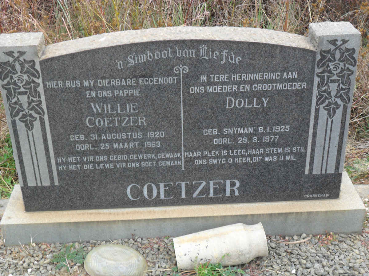 COETZER Willie 1920-1963 &amp; Dolly SNYMAN 1925-1977