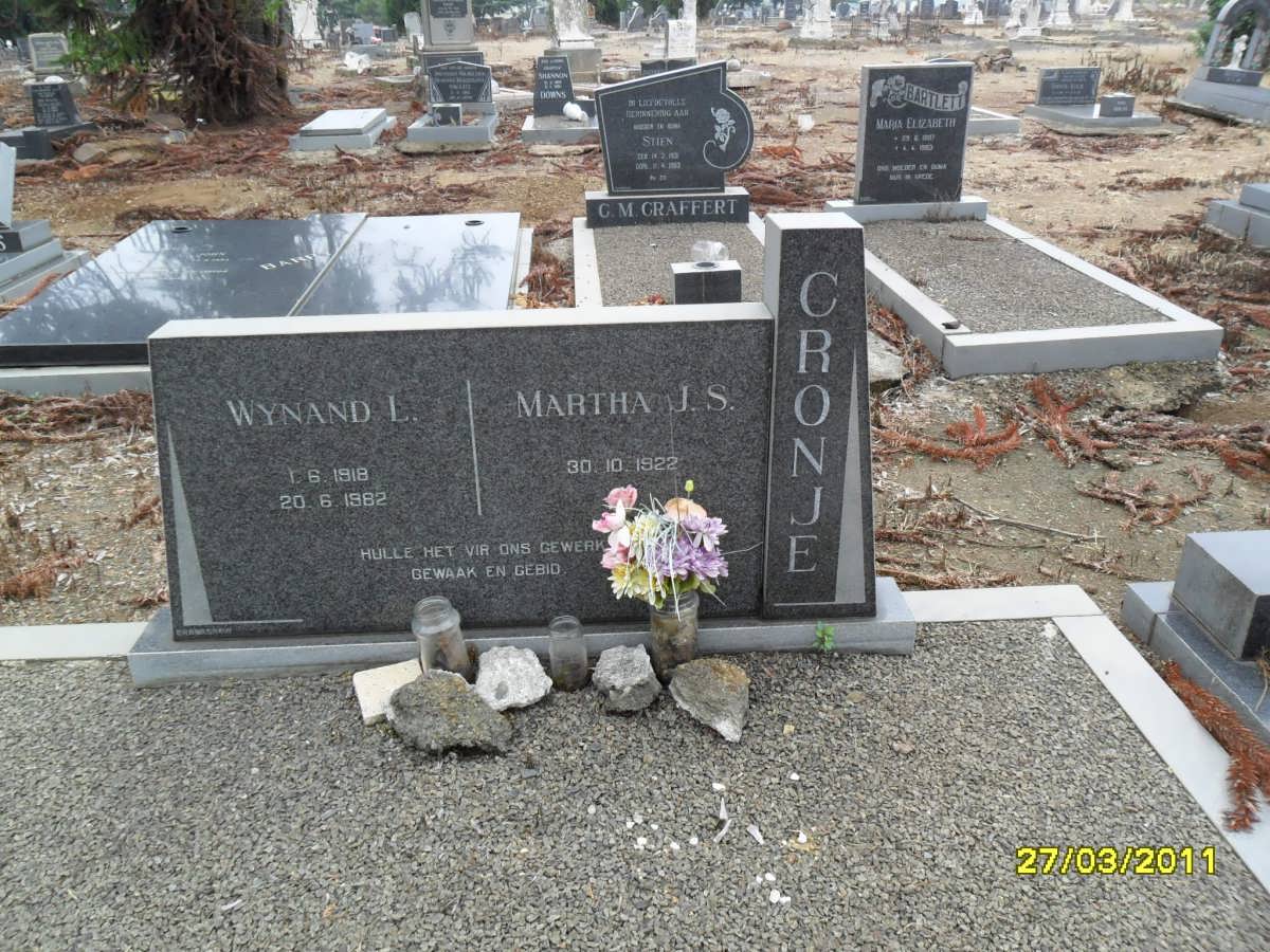 CRONJE Wynand L. 1918-1982 &amp; Martha J.S. 1922-