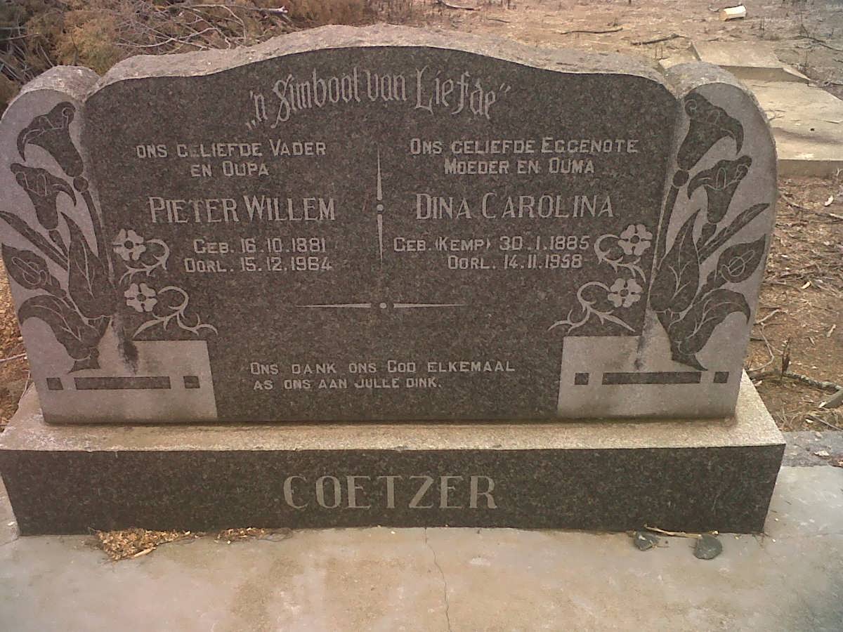 COETZER Pieter Willem 1881-1964 &amp; Dina Carolina KEMP 1885-1958