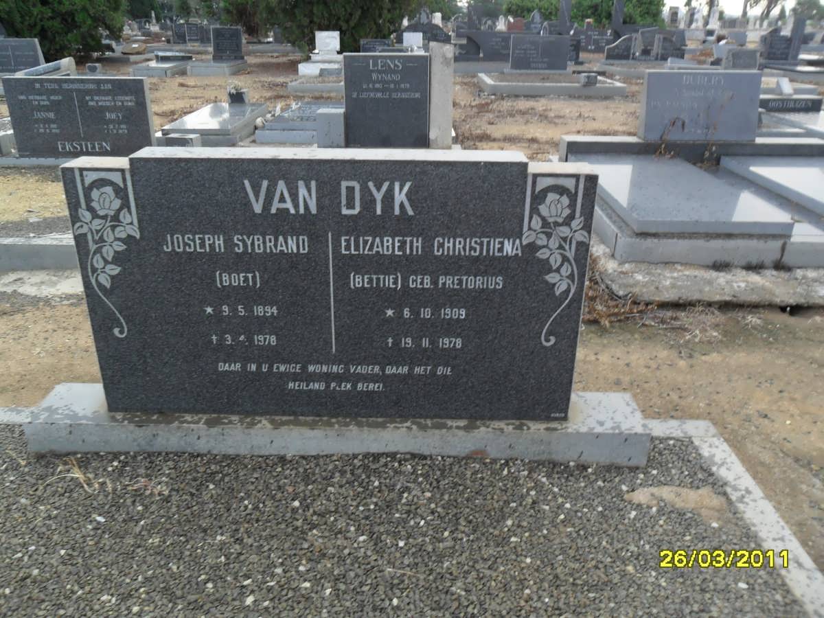 DYK Joseph Sybrand, van 1894-1978 &amp; Elizabeth Christiena PRETORIUS 1909-1978