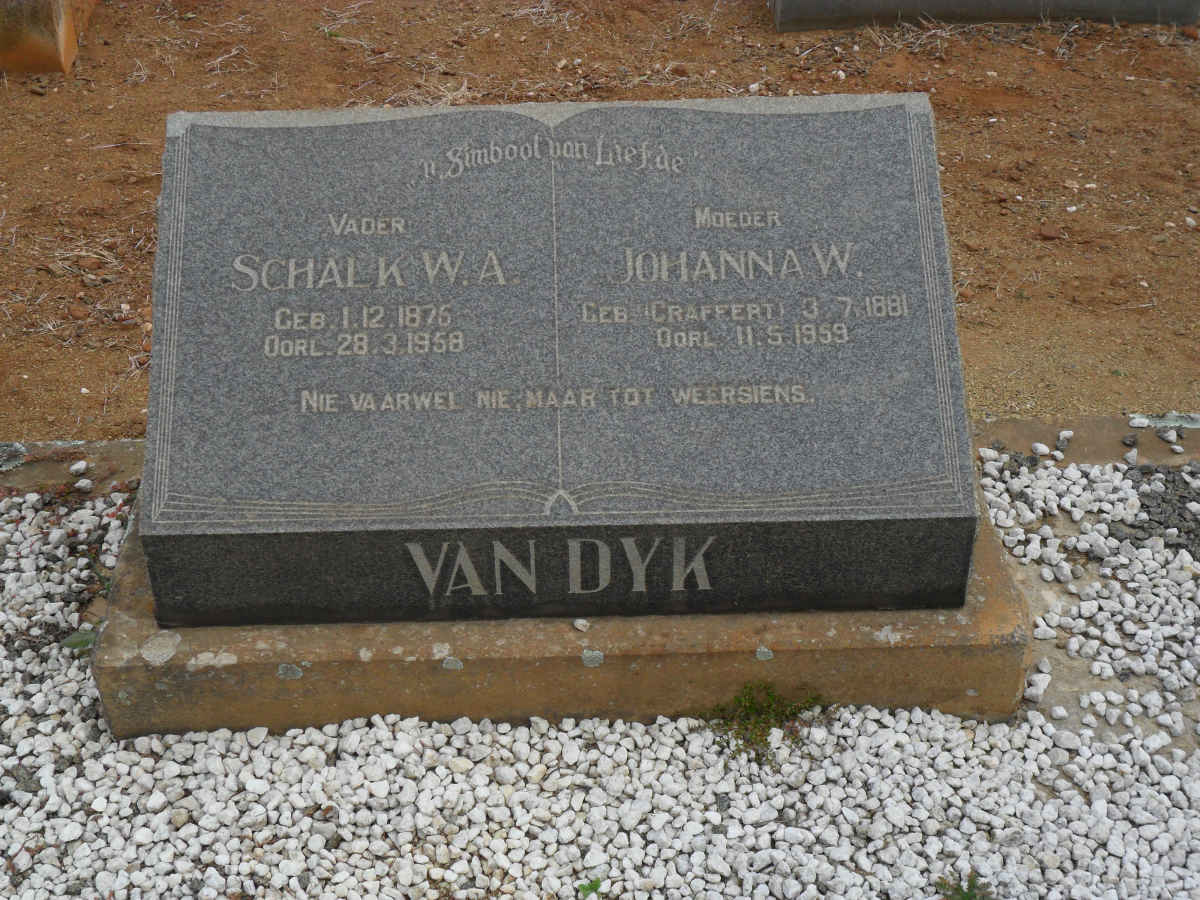 DYK Schalk W.A., van 1875-1958 &amp; Johanna W. CRAFFERT 1881-1959