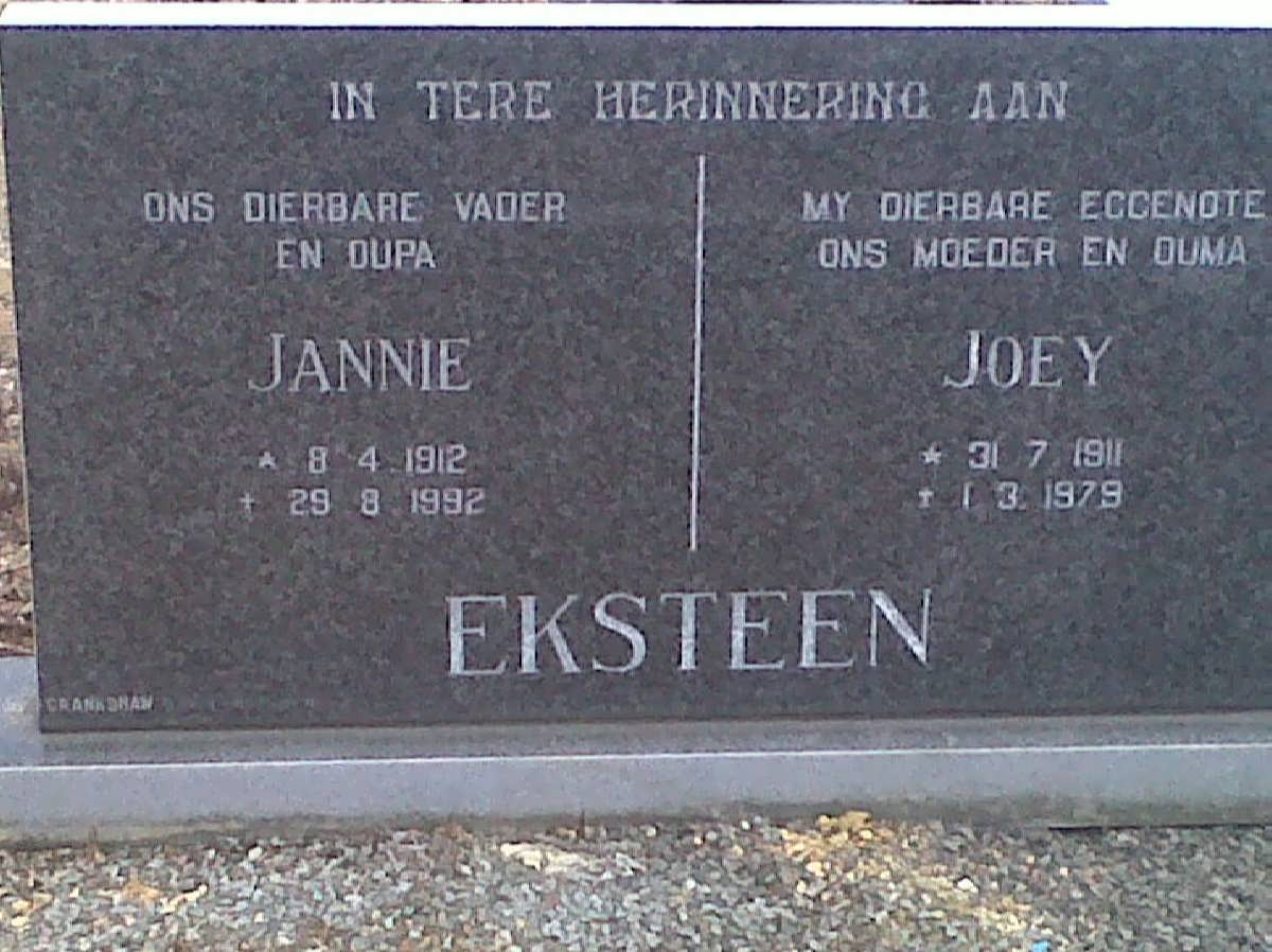 EKSTEEN Jannie 1912-1992 &amp; Joey 1911-1979