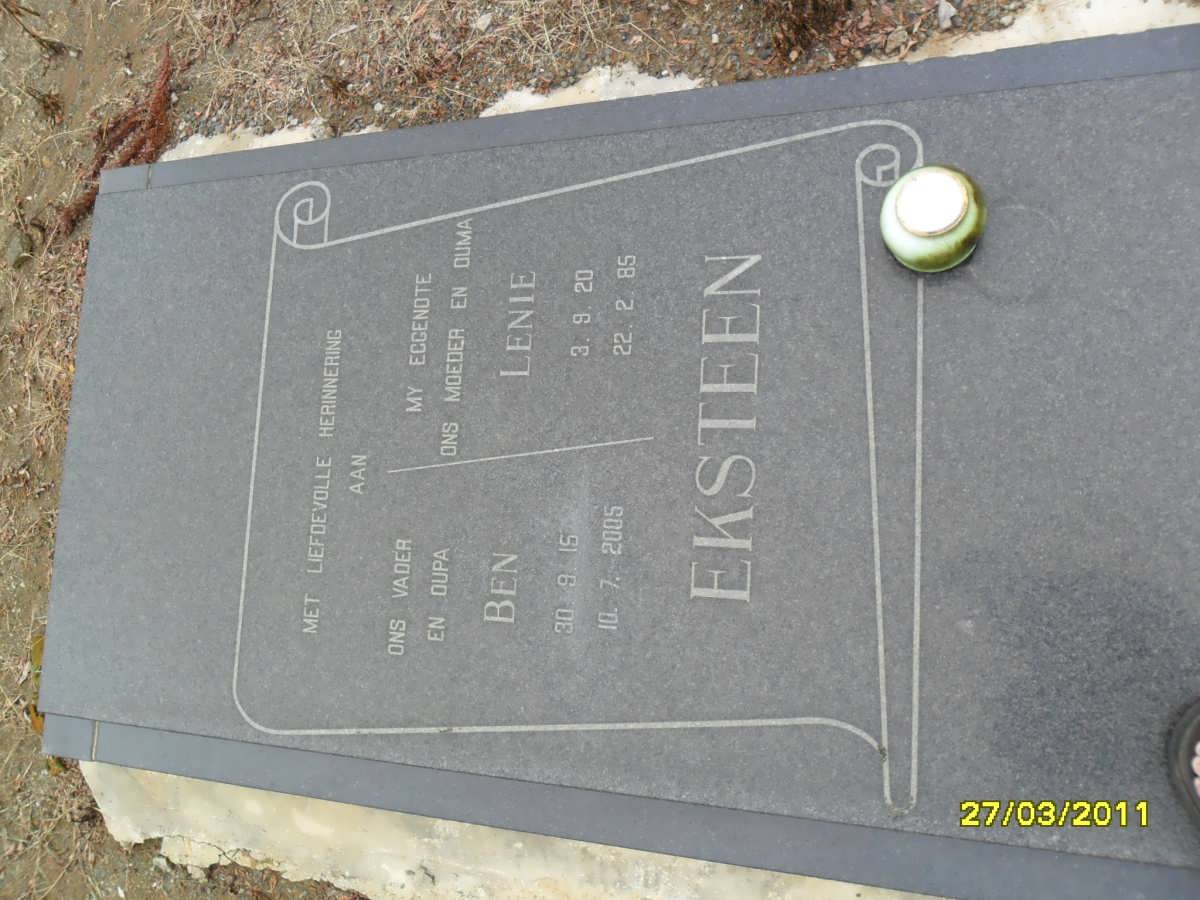 EKSTEEN Ben 1915-2005 &amp; Lenie 1920-1985