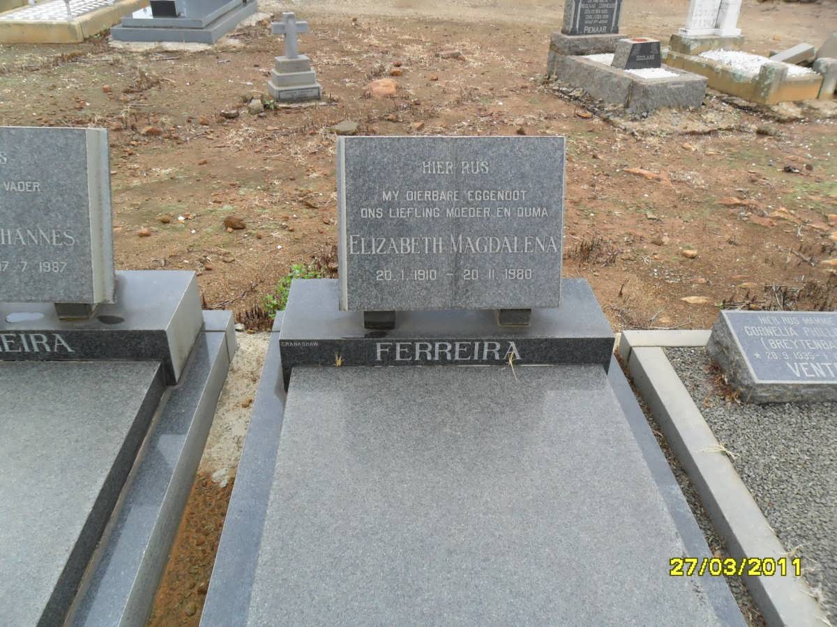 FERREIRA Elizabeth Magdalena 1910-1980