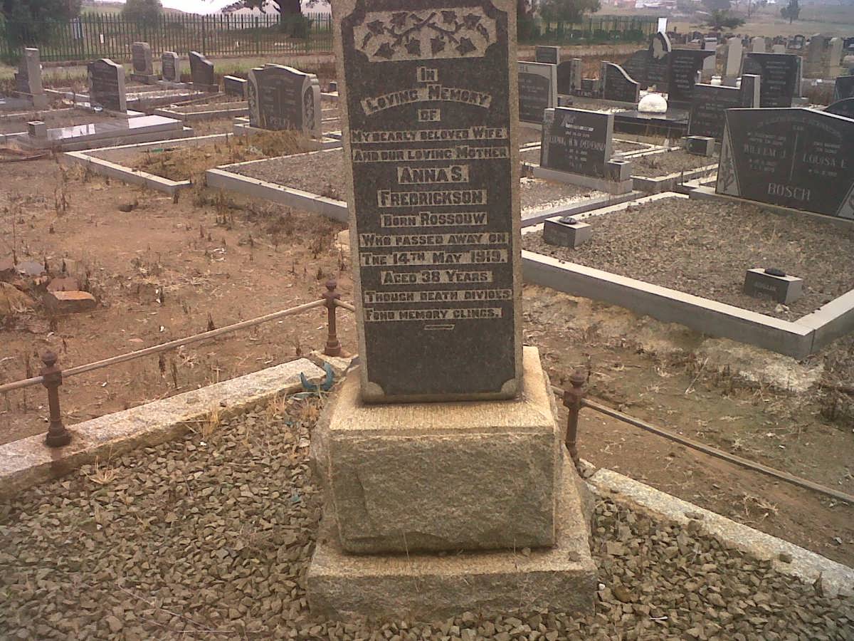FREDRICKSON Anna S. nee ROSSOUW -1919