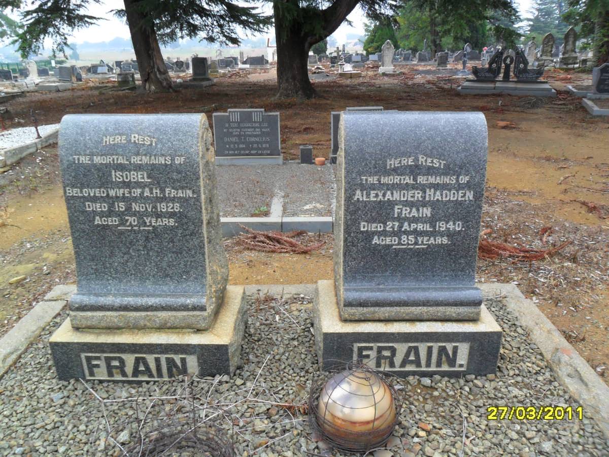 FRAIN Alexander Hadden -1940 &amp; Isobel -1926