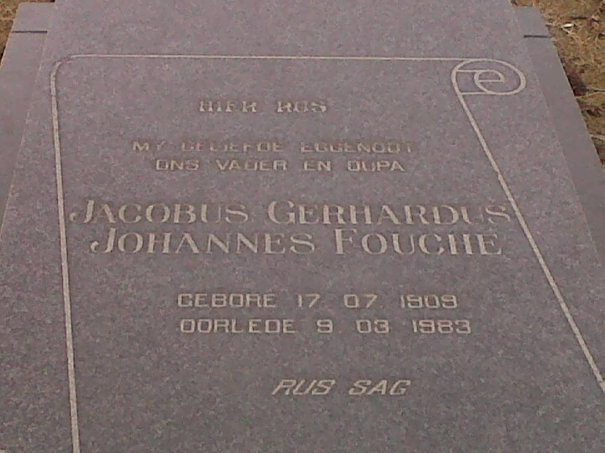 FOUCHÉ Jacobus Gerhardus Johannes 1909-1983