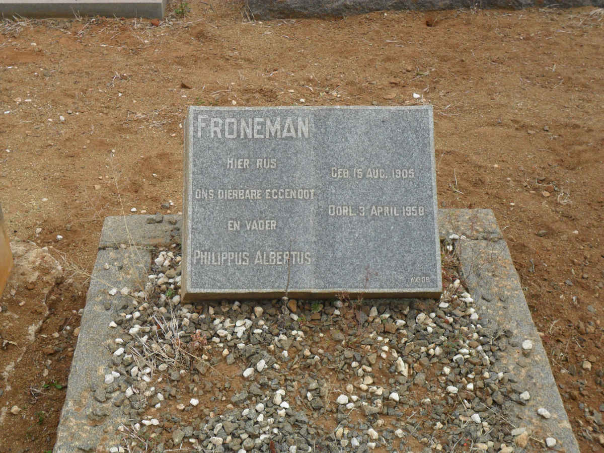 FRONEMAN Philippus Albertus 1905-1958