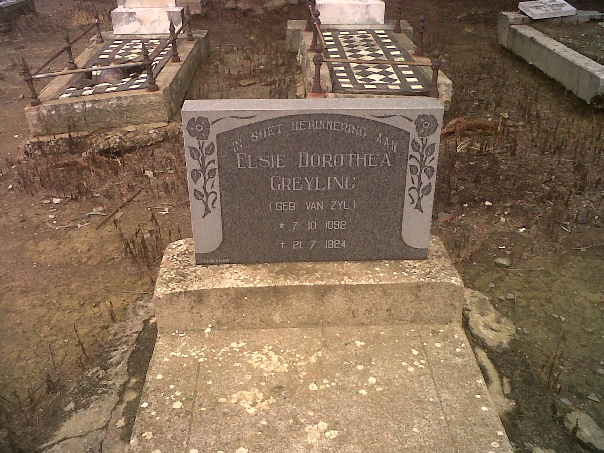 GREYLING Elsie Dorothea nee VAN ZYL 1892-1924