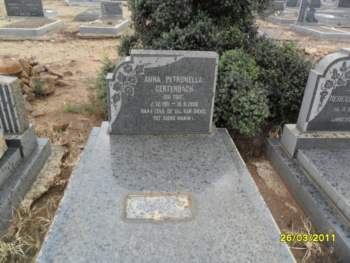 GERTENBACH Anna Petronella nee DU TOIT 1911-1958