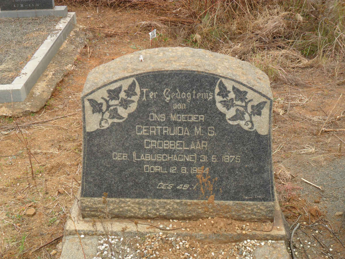 GROBBELAAR Gertruida M.S. nee LABUSCHAGNE 1875-1954