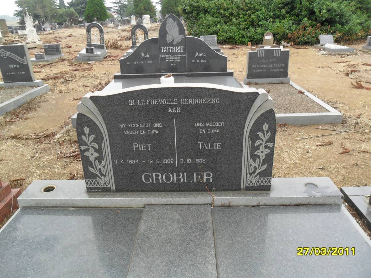 GROBLER Piet 1934-1982 &amp; Talie 1938-