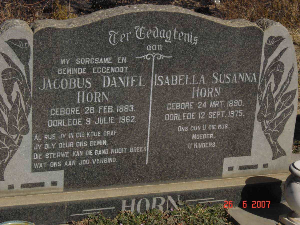 HORN Jacobus Daniel 1883-1962 &amp; Isabella Susanna 1890-1975