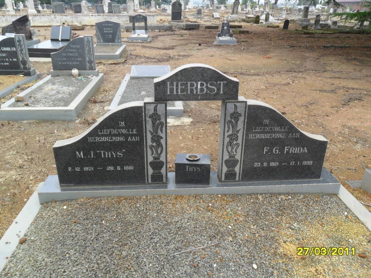 HERBST M.J. 1921-1981 &amp; F.G. 1921-1999