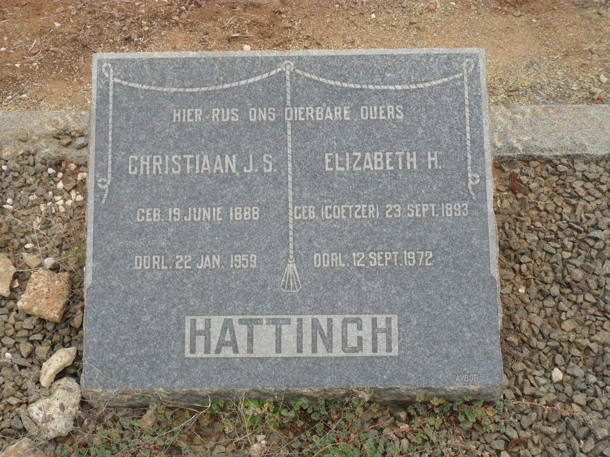 HATTINGH Christiaan J.S. 1888-1959 &amp; Elizabeth H. COETZER 1893-1972