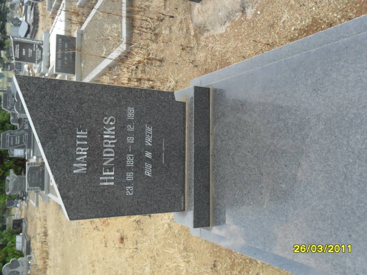 HENDRIKS Martie 1921-1991