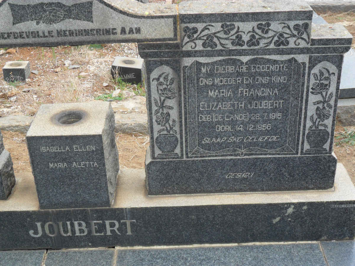 JOUBERT Marie Francina Elizabeth nee DE LANGE 1916-1956
