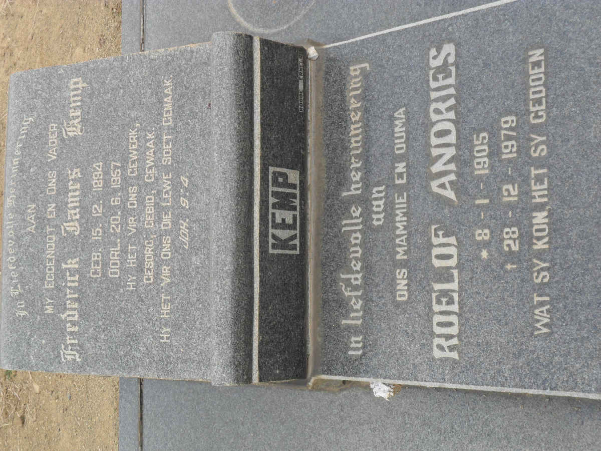 KEMP Frederick James 1894-1957 &amp; Roelof Andries 1905-1979