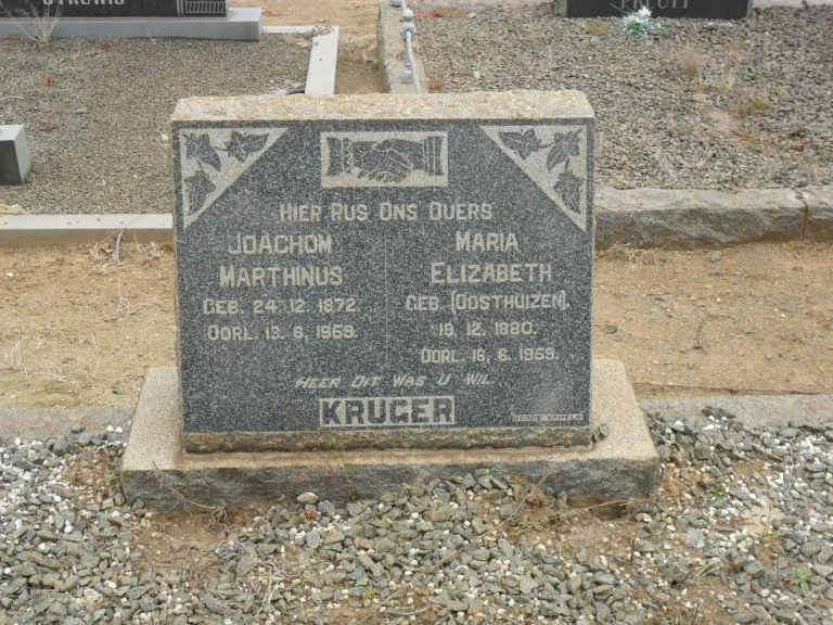 KRUGER Joachom Marthinus 1872-1959 &amp; Maria Elizabeth OOSTHUIZEN 1880-1959