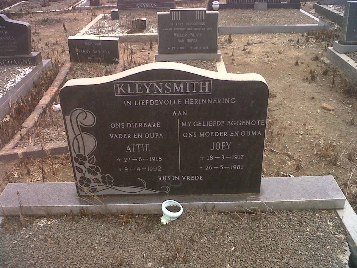 KLEYNSMITH Attie 1918-1992 &amp; Joey 1917-1981