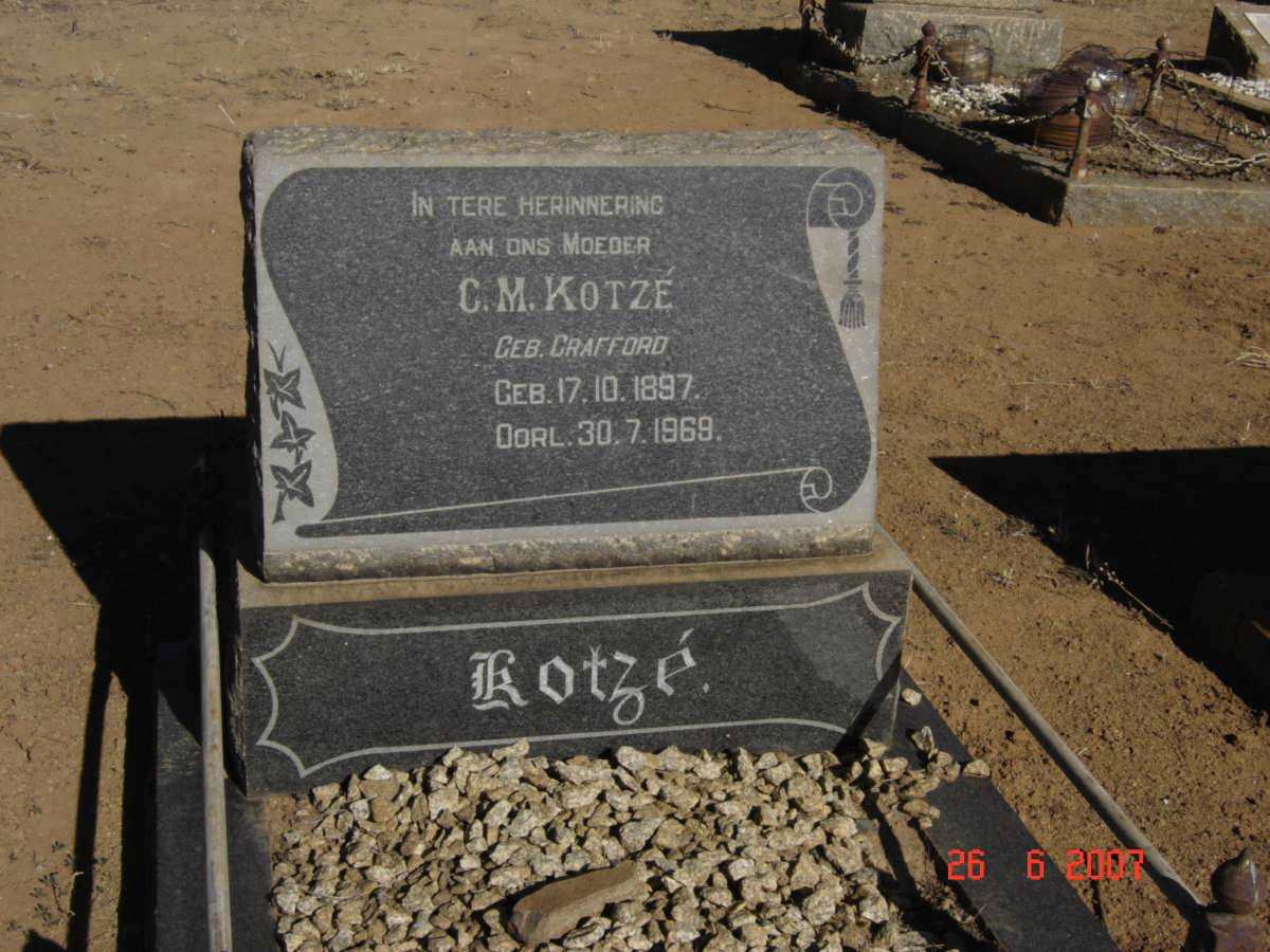 KOTZÉ C.M. nee CRAFFORD 1897-1969