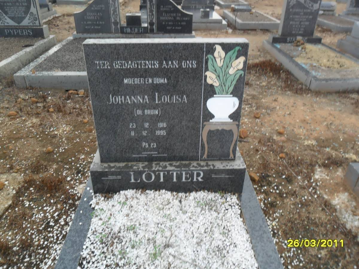 LÖTTER Johanna Louisa nee DE BRUIN 1916-1995
