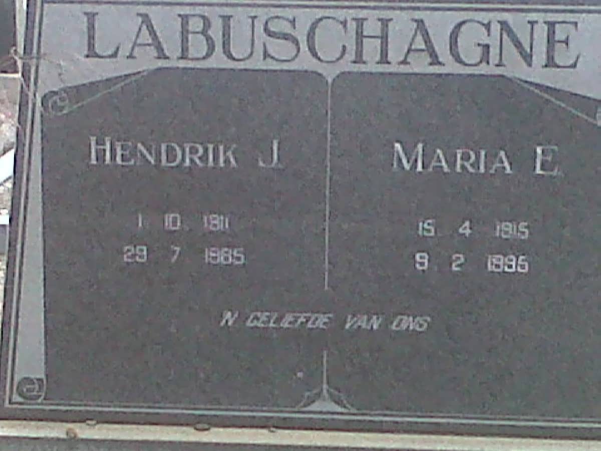 LABUSCHAGNE Hendrik J. 191?-1985 &amp; Maria E. 1915-1995