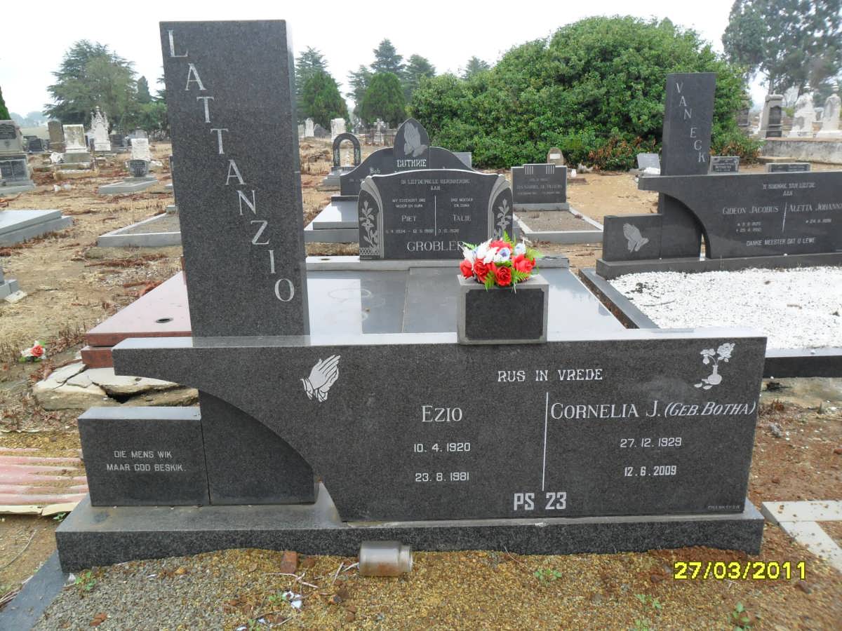 LATANZIO Ezio 1920-1981 &amp; Cornelia J. BOTHA 1929-2009
