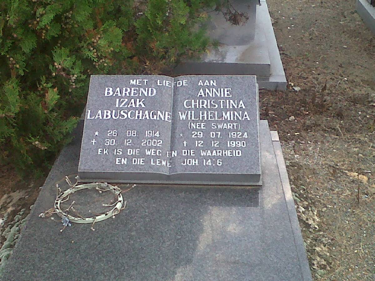 LABUSCHAGNE Barend Izak 1914-2002 &amp; Annie Christina Wilhelmina SWART 1924-1990