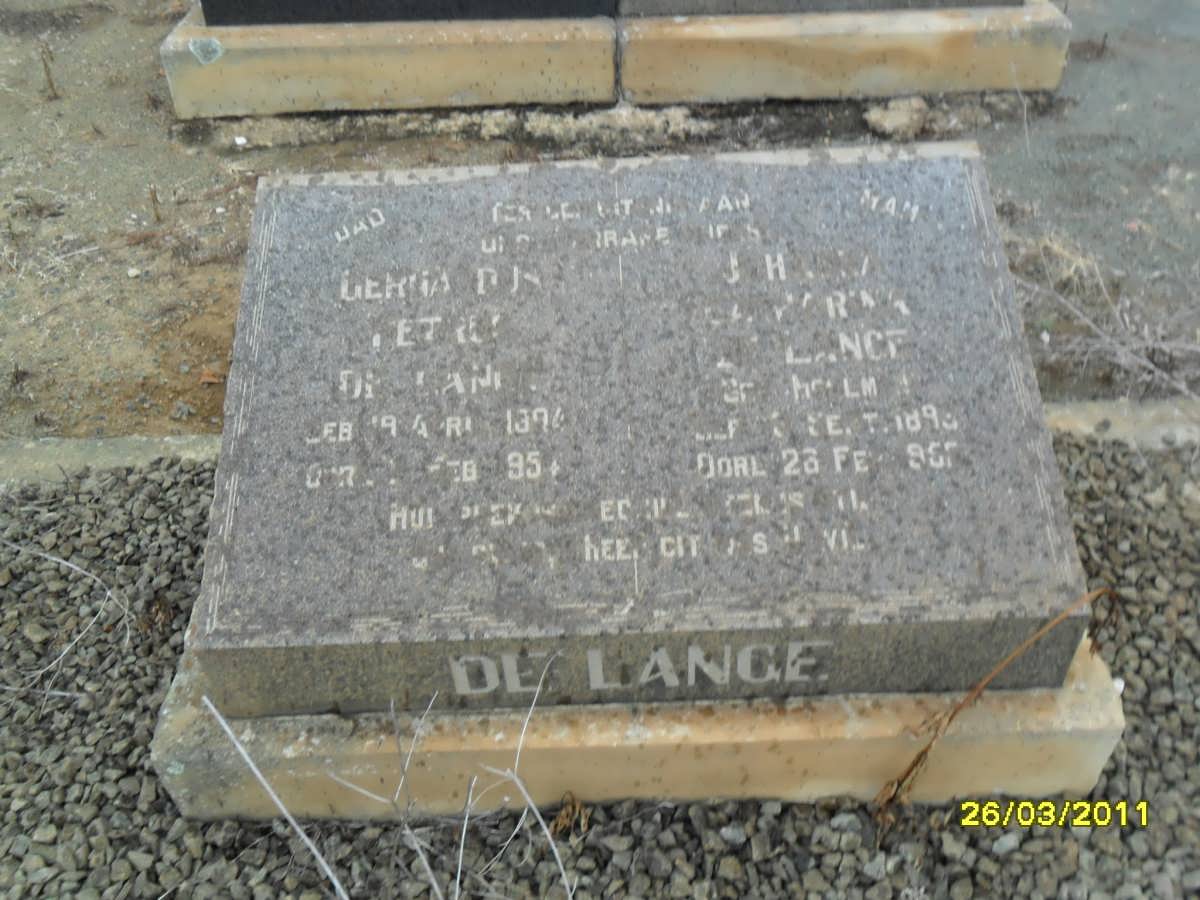 LANGE Gerhardus Petrus, de 1894-1954 &amp; Johanna Catharina MOOLMAN? 189?-1952