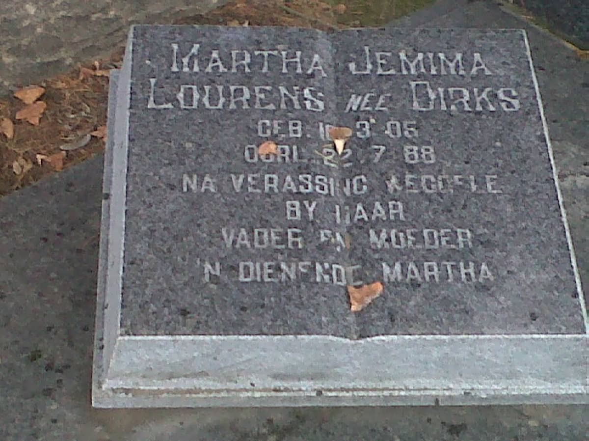 LOURENS Martha Jemima nee DIRKS 1905-1988