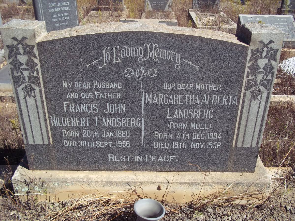 LANDSBERG Francis John Hildebert 1880-1956 &amp; Margaretha Alberta MOLL 1884-1958