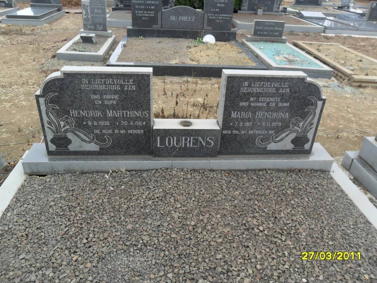 LOURENS Hendrik Marthinus 1908-1984 &amp; Maria Hendrina 1917-1979