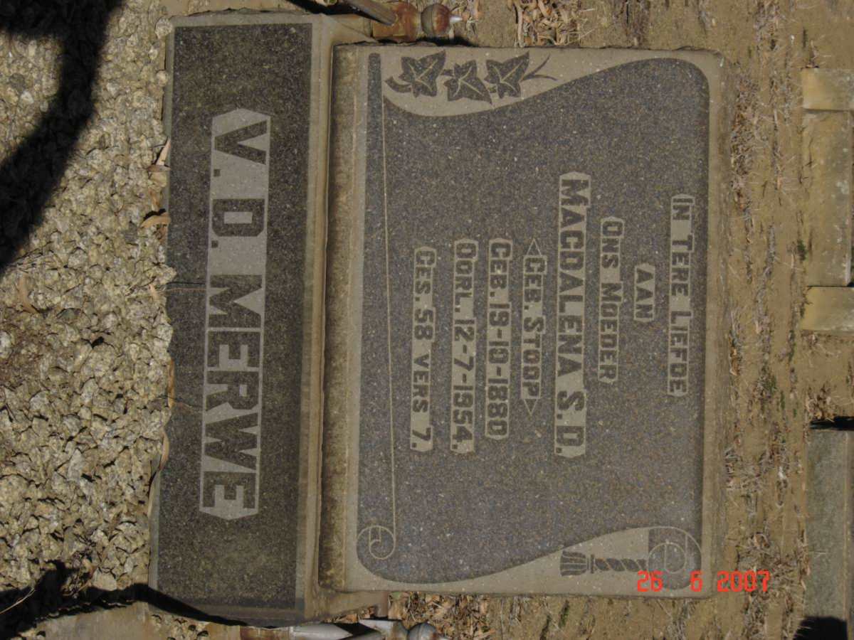 MERWE Magdalena S.D., v.d. nee STOOP 1880-1954