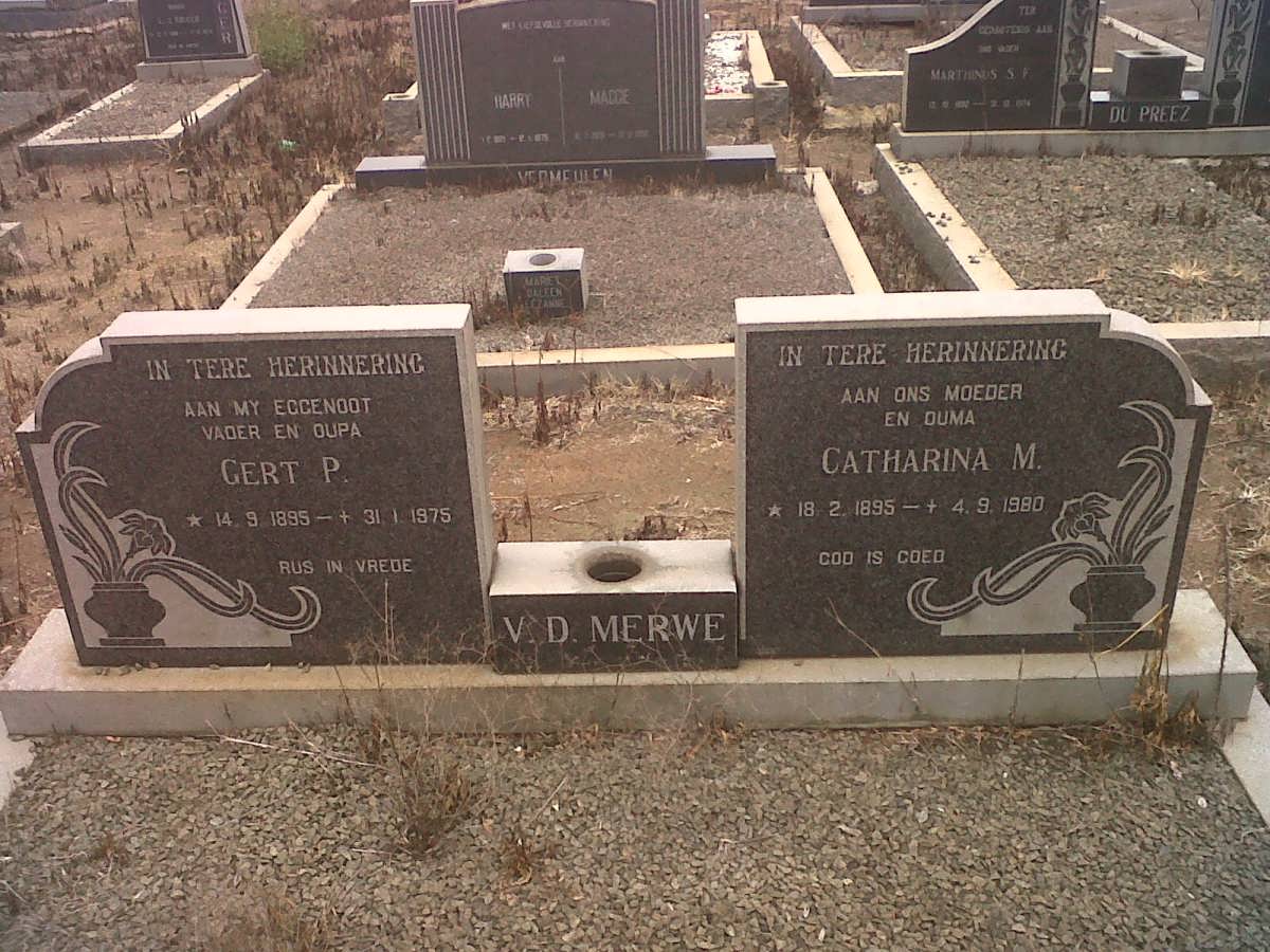 MERWE Gert P., v.d. 1895-1975 &amp; Catharina M. 1895-1980