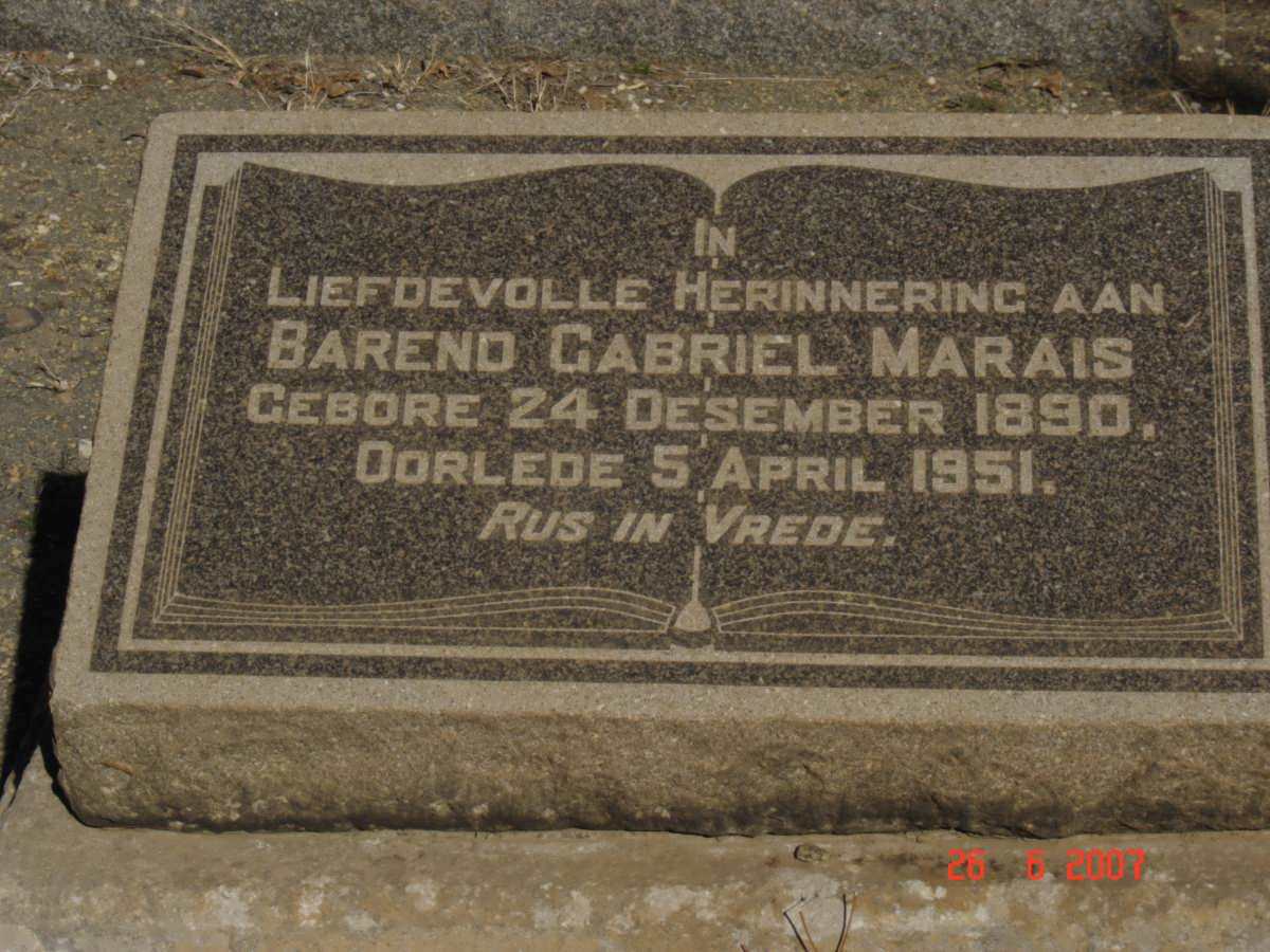 MARAIS Barend Gabriel 1890-1951