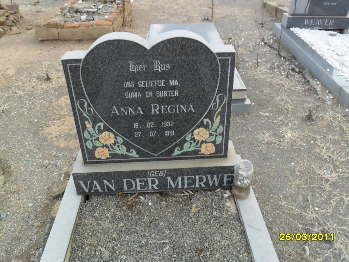 MERWE Anna Regina, van der nee VAN DER MERWE 1932-1991