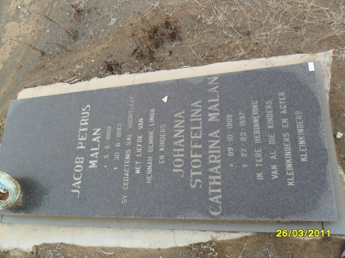 MALAN Jacob Petrus 1909-1993 &amp; Johanna Stoffelina Catharina 1909-1997