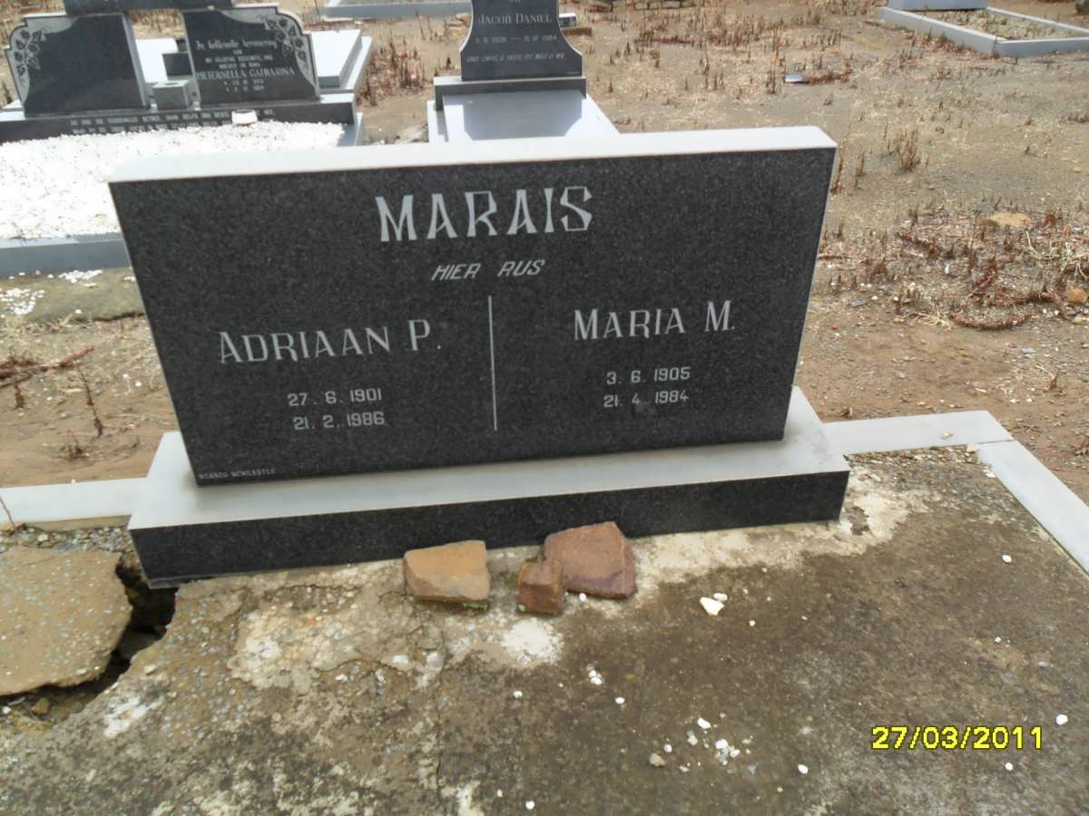 MARAIS Adriaan P. 1901-1986 &amp; Maria M. 1905-1984