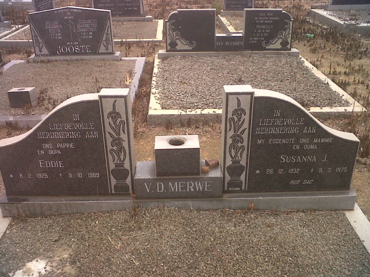 MERWE Eddie, v.d. 1925 -1989 &amp; Susanna J. 1932-1975