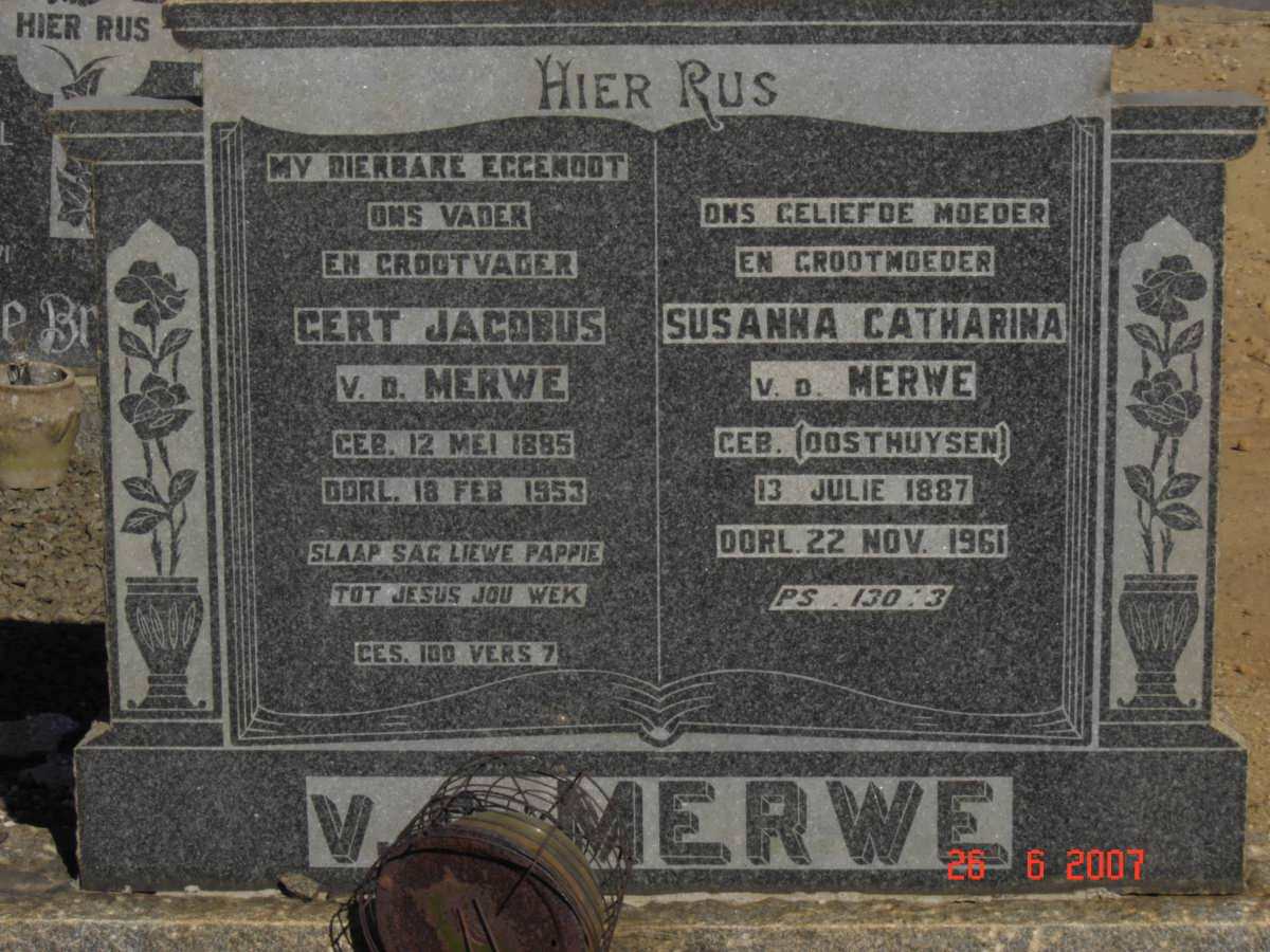 MERWE Gert Jacobus, v.d. 1885-1953 &amp; Susanna Catharina OOSTHUYSEN 1887-1961