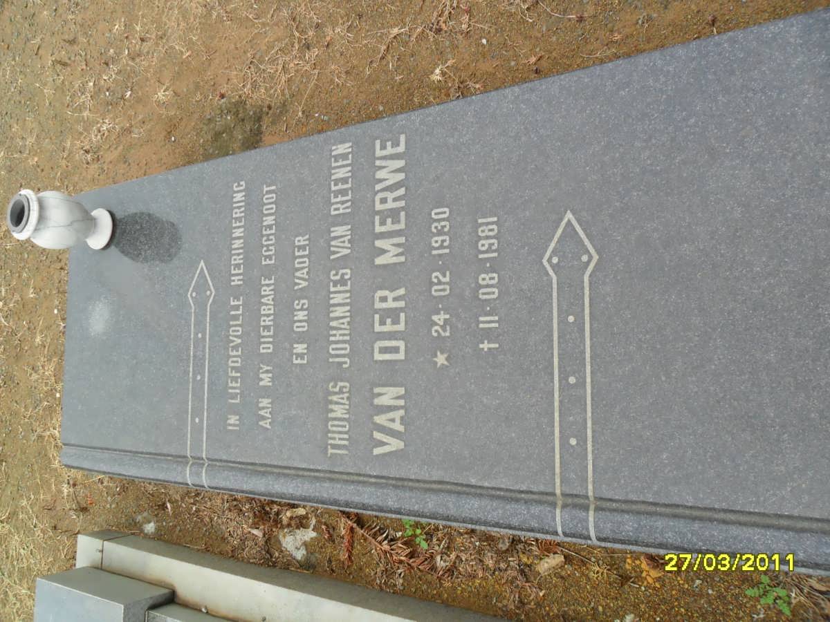 MERWE Thomas Johannes van Reenen, van der 1930-1981