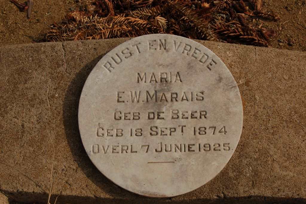 MARAIS Maria E.W. nee DE BEER 1874-1925