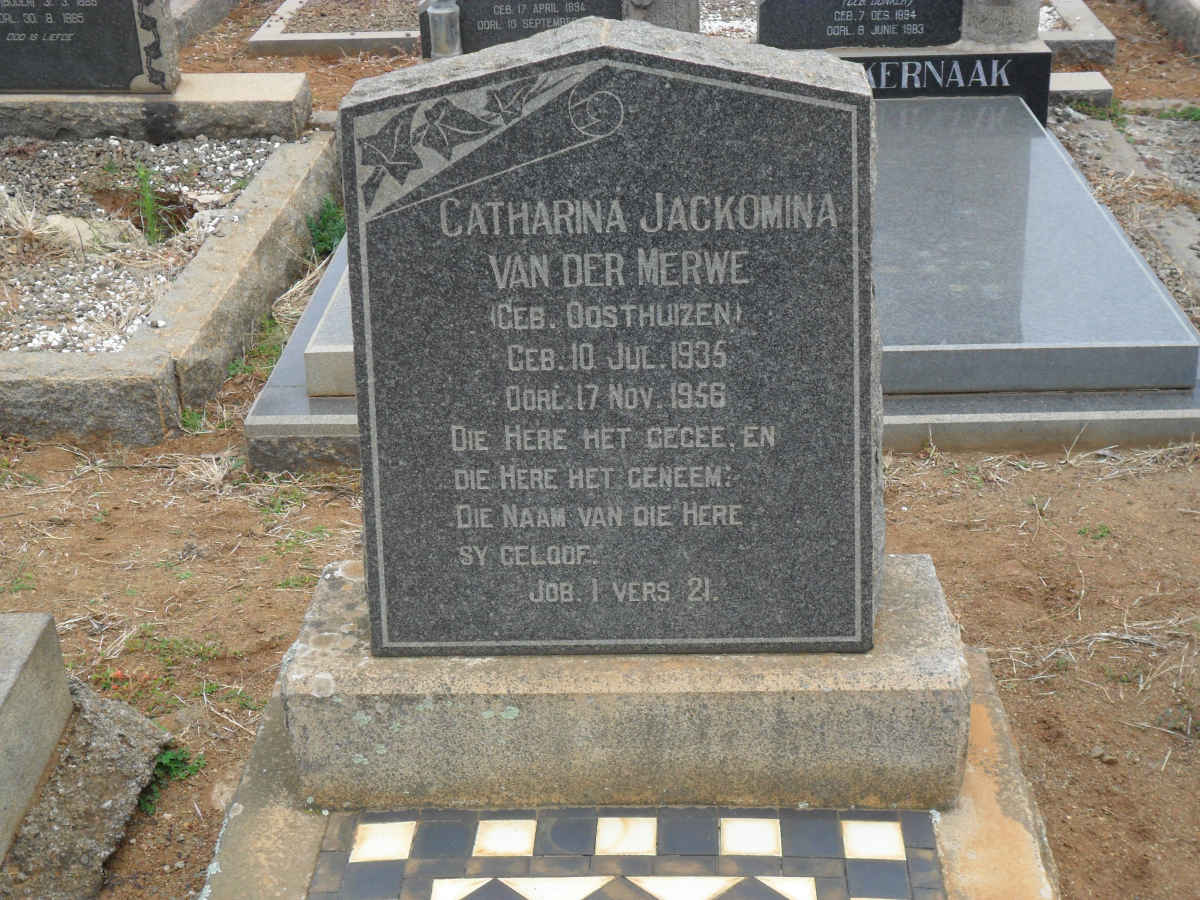 MERWE Catharina Jackomina, van der nee OOSTHUIZEN 1935-1956