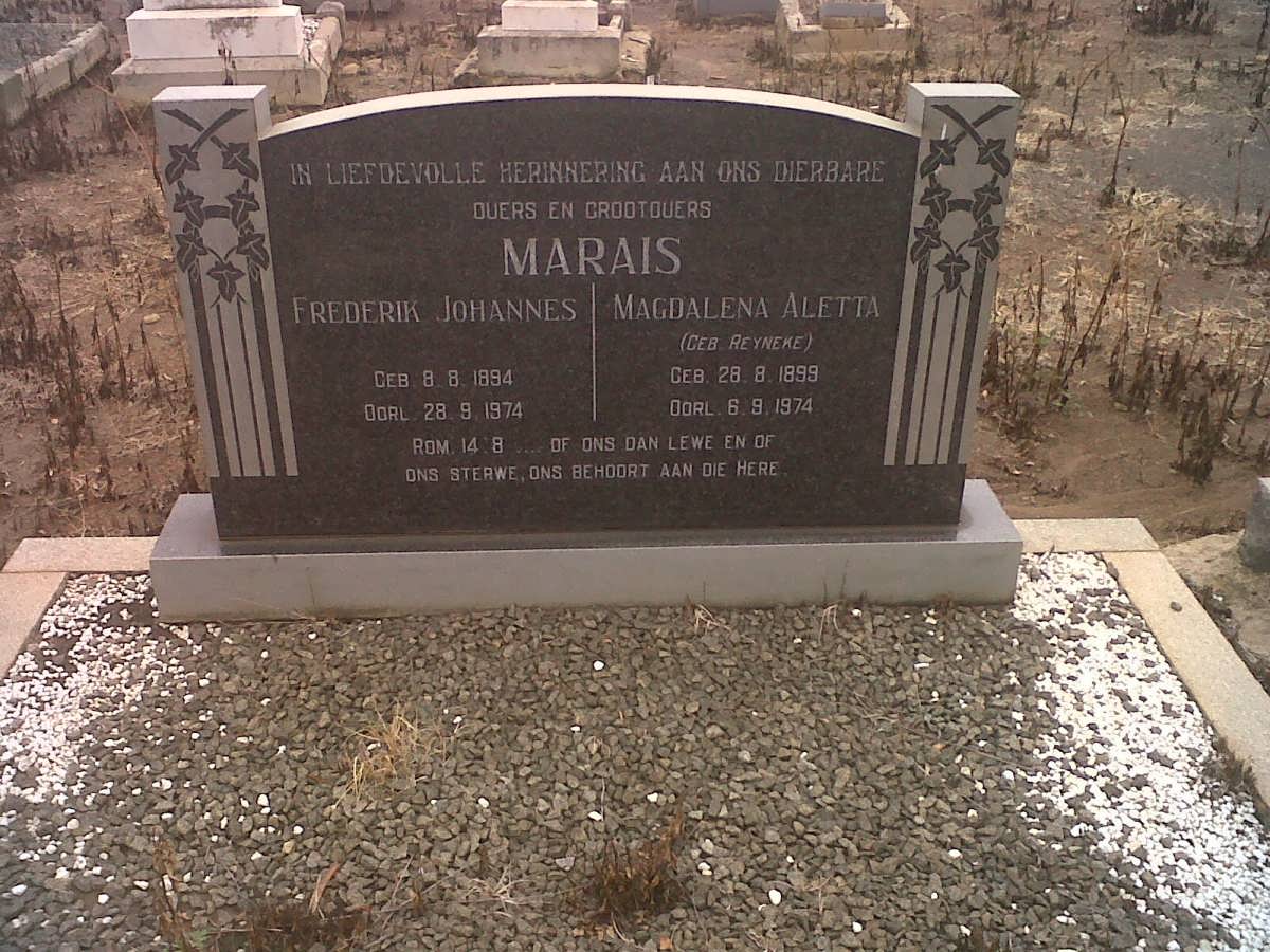 MARAIS Frederik Johannes 1894-1974 &amp; Magdalena Aletta REYNEKE 1899-1974