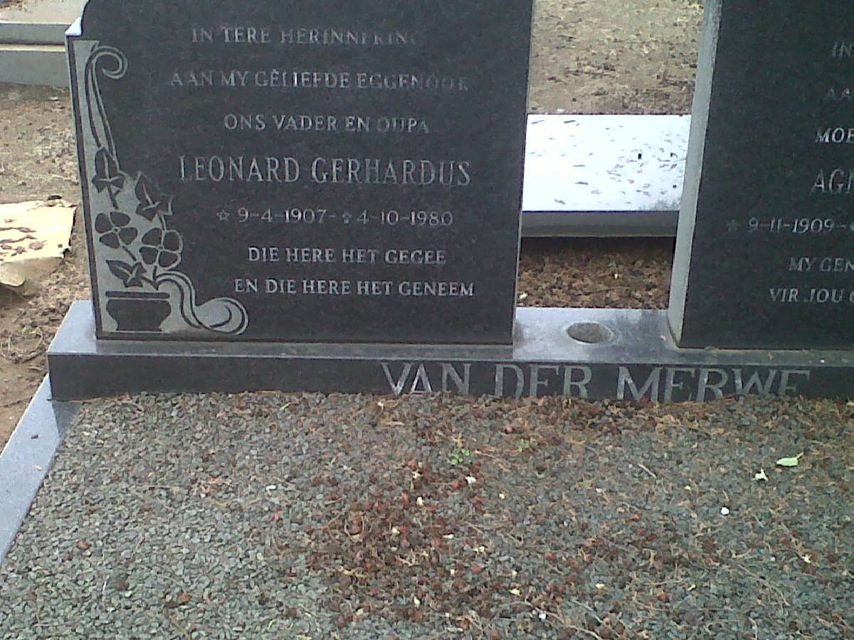 MERWE Leonard Gerhardus, van der 1907-1980