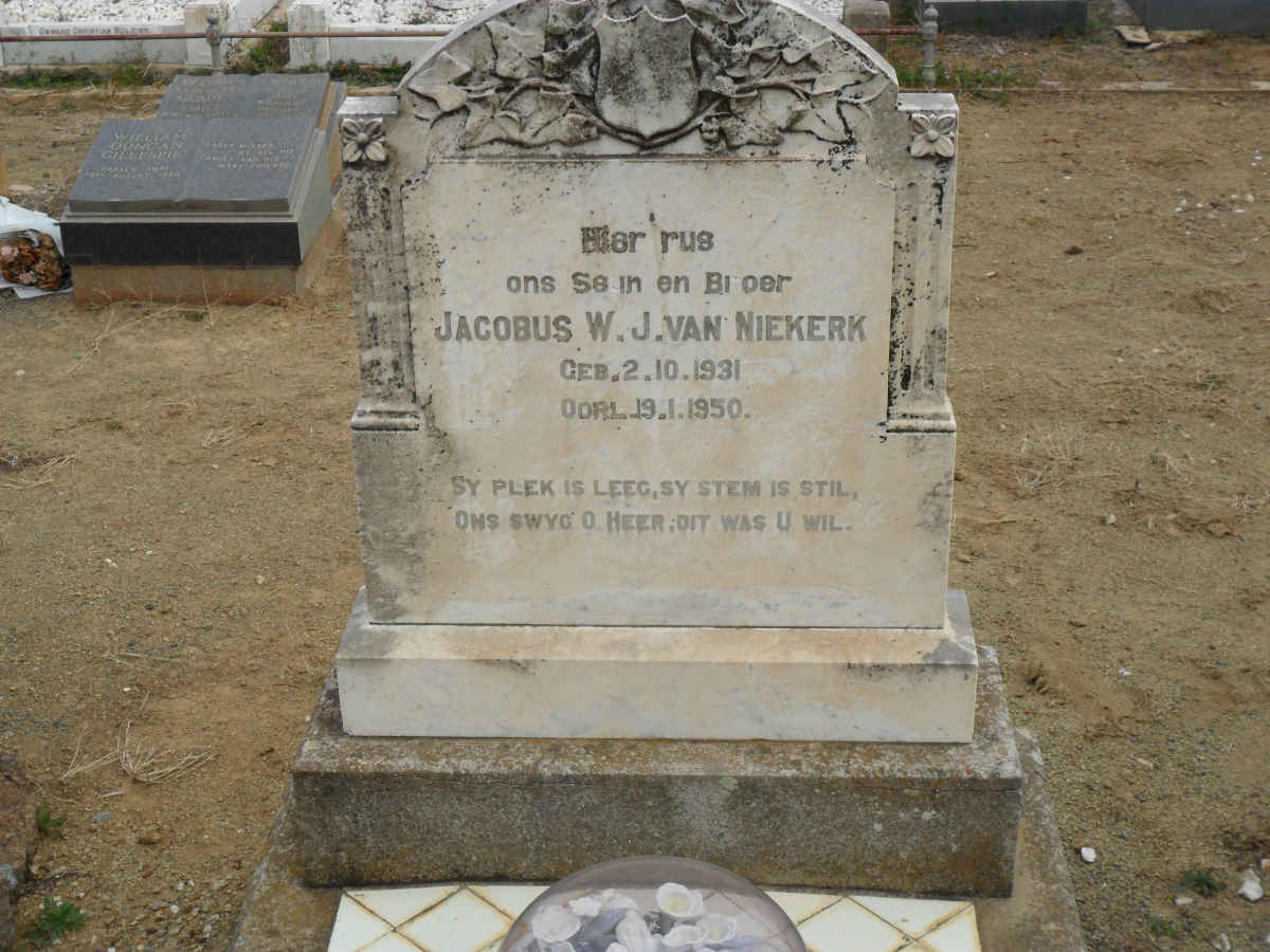 NIEKERK Jacobus W.J., van 1931-1950
