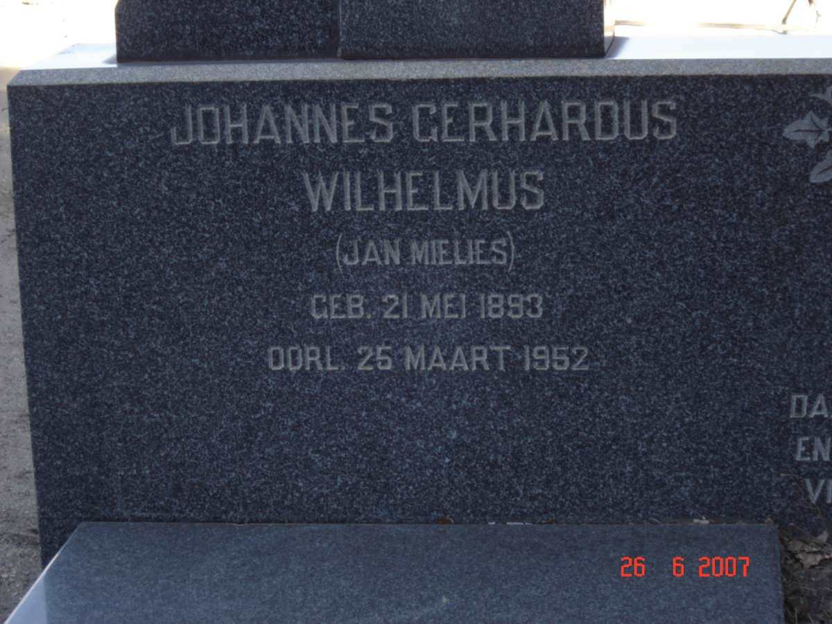 NIEKERK Johannes Gerhardus Wilhelmus, van 1893-1952