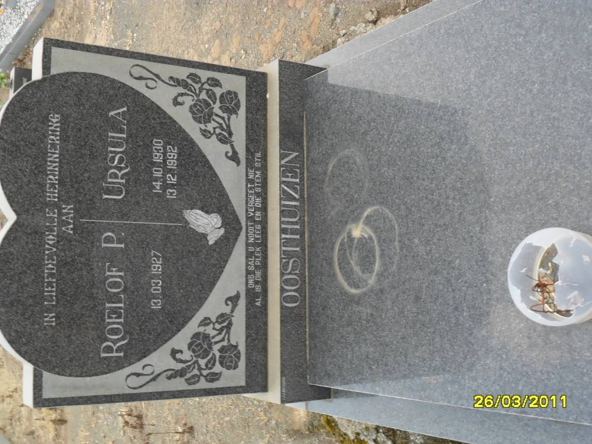 OOSTHUIZEN Roelof P. 1927- &amp; Ursula 1930-1992