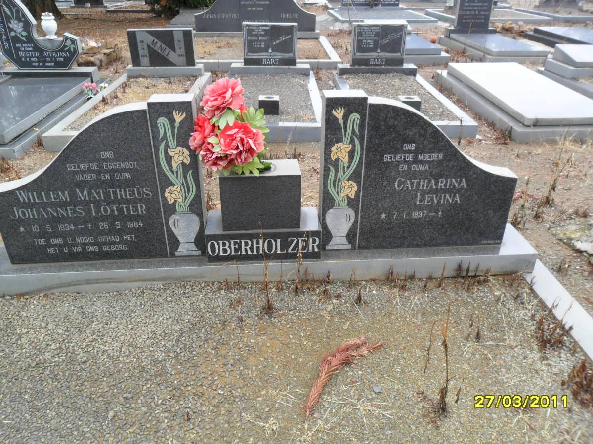 OBERHOLZER Willem Mattheüs Johannes Lötter 1934-1984 &amp; Catharina Levina 1937-